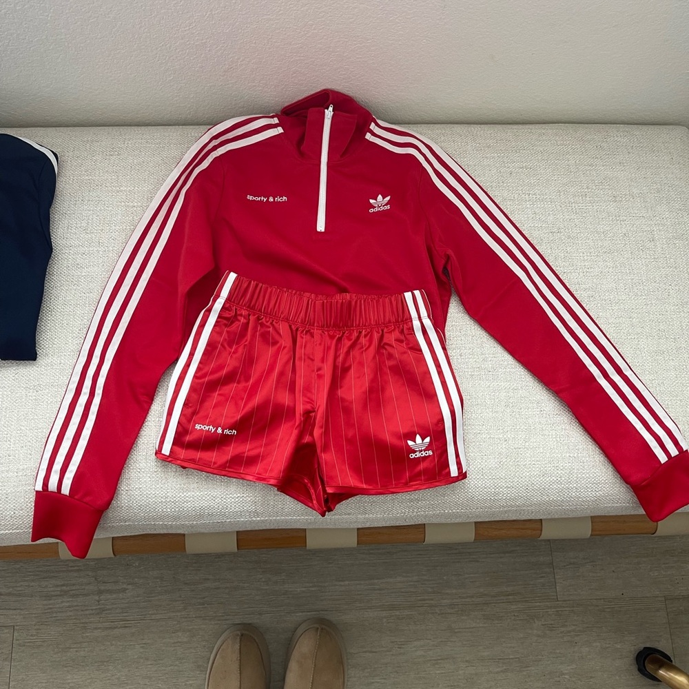 SPORTY & RICH X ADIDAS RED SHORTS - Picture 2 of 6